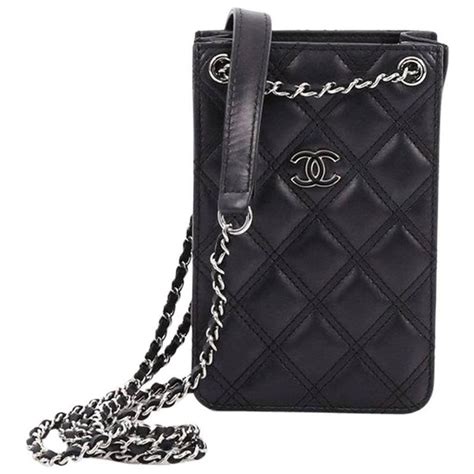 Chanel CC Phone Holder Crossbody Bag Quilted Lambskin